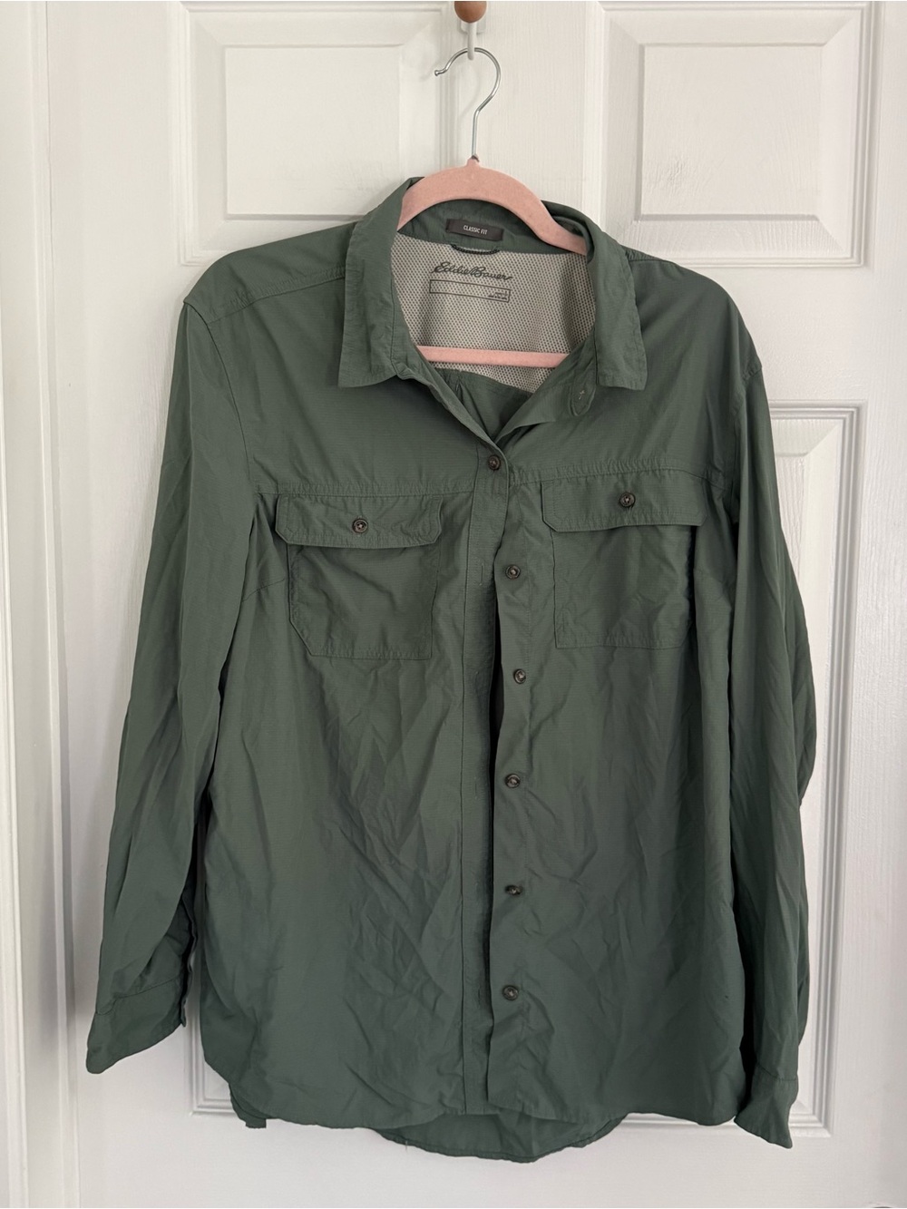 Eddie Bauer Green Lightweight Summer Long sleeve Shirt SPF Protection